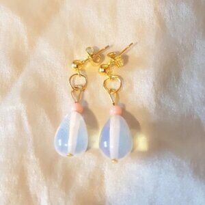 Opalite  and coral drop earrings